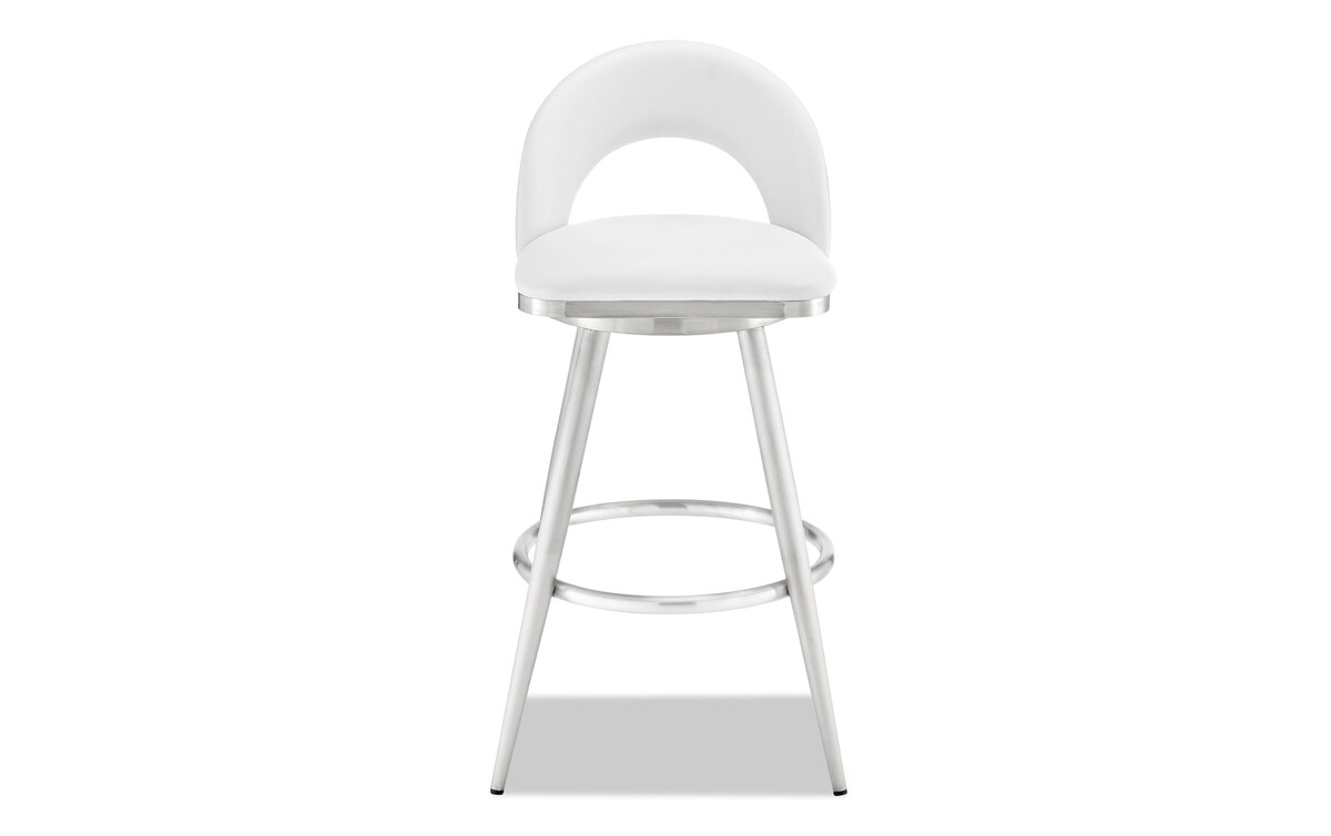 White Faux Leather Upholstered Bar Height Swivel Stool Bob's