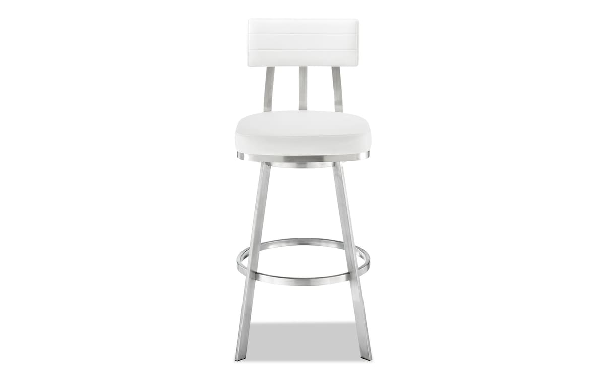 Glenn White Faux Leather Upholstered Counter Height Swivel Stool Bob