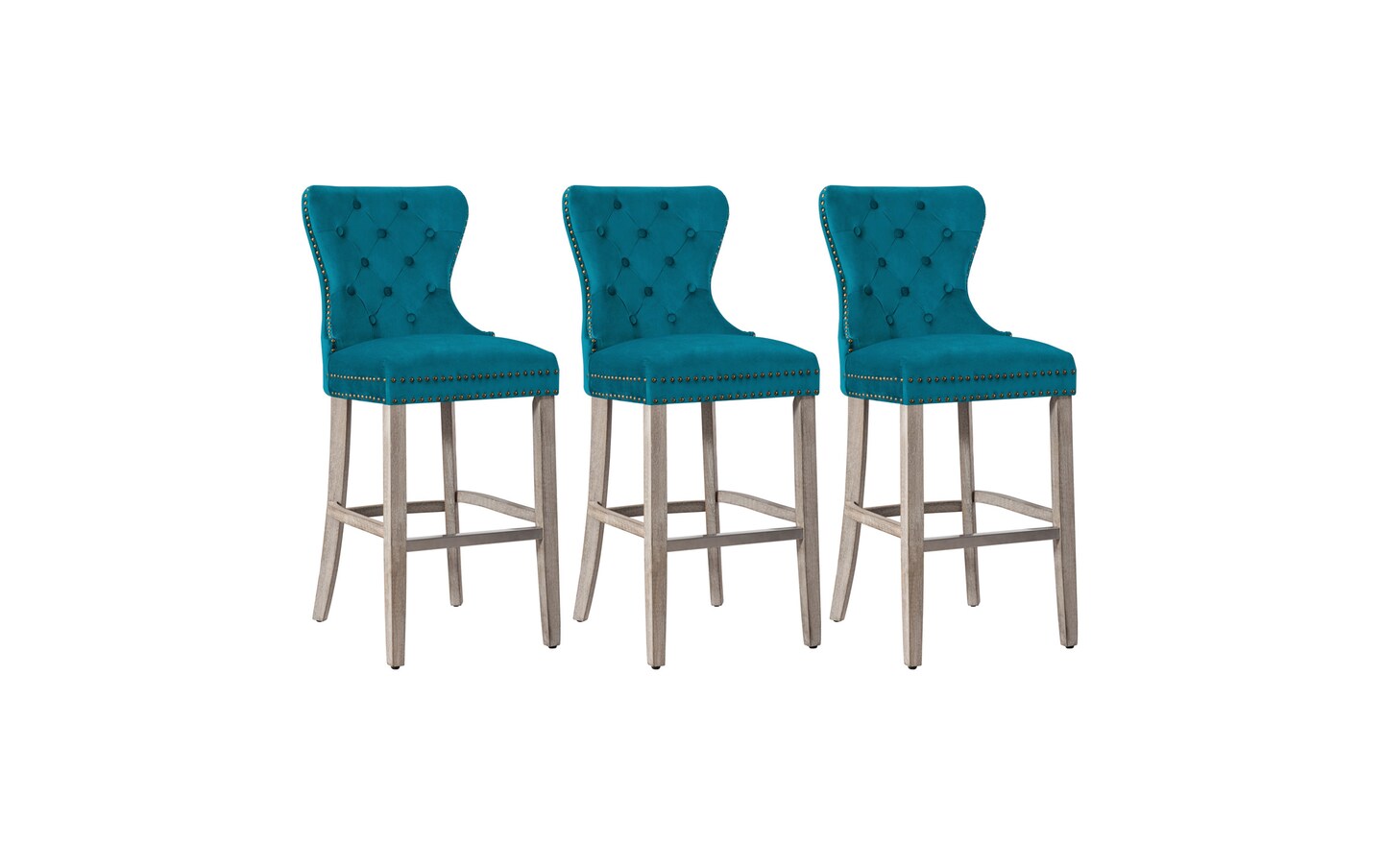 Valory Aqua Gray Solid Back Bar Height Stool Set of 3 Bob s Discount Furniture Mattress Store