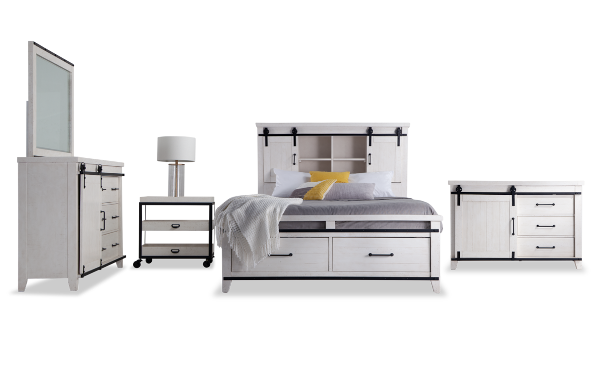 Montana Queen White Bookcase Storage Bedroom Set Bobs Com