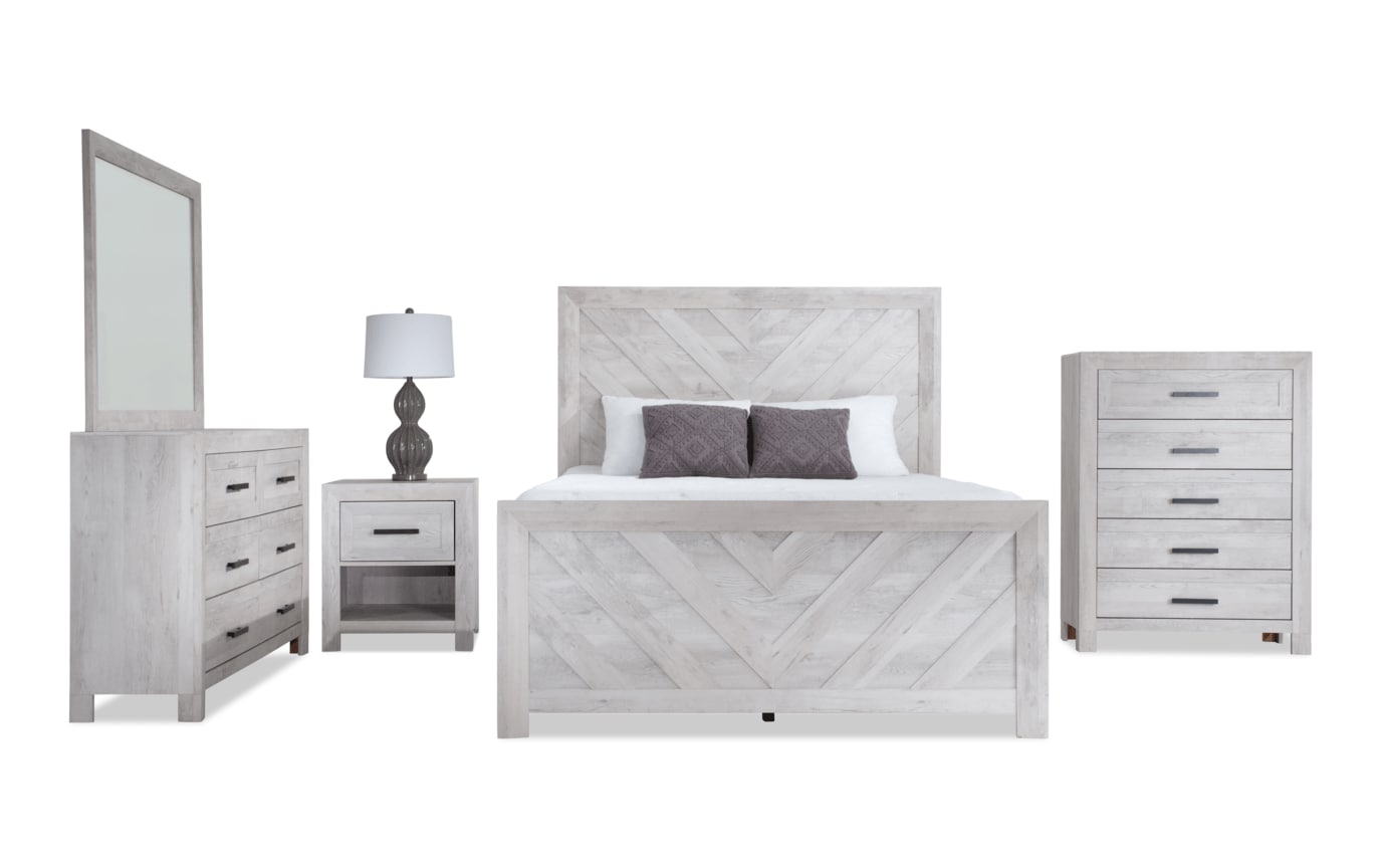 Calvin 5 Piece White King Bedroom Set | Bob's Discount Furniture
