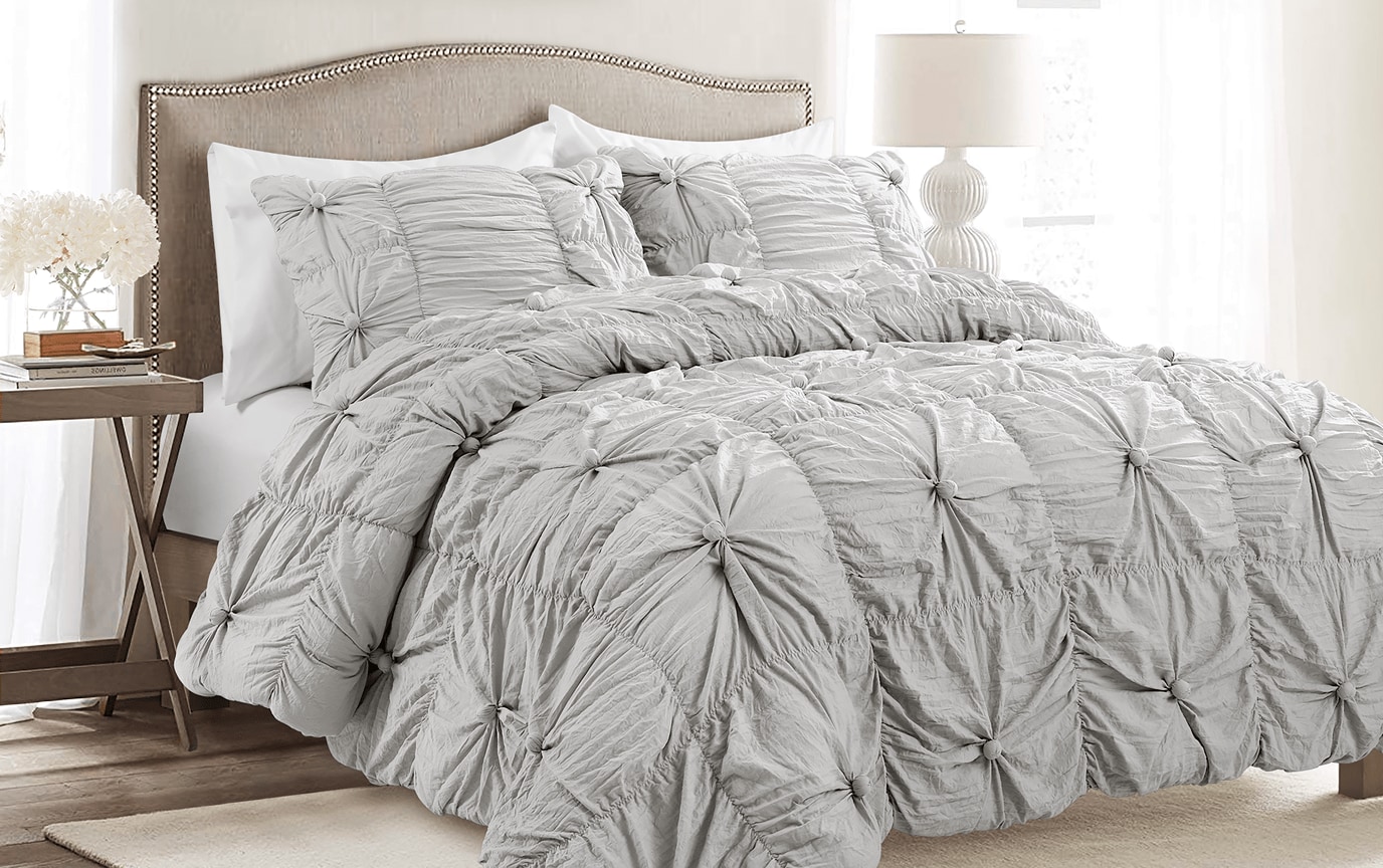 Belle 3 Piece Full Queen Light Gray Comforter Set Bob S Discount Furniture