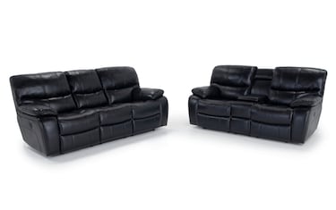 Avenger Black Power Reclining Sofa Console Loveseat Bob s