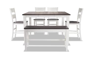 Blake gray & white 6 piece store counter set with storage bench