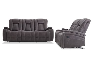 Bobs furniture online power recliner sofa