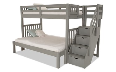 Keystone Twin/Full Gray Stairway Bunk Bed | Bob's Discount Furniture ...