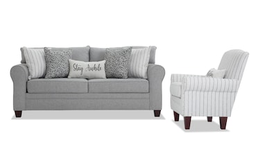 Grey couch and online accent chair