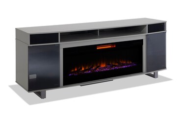 Blaze 72 Gray Fully Assembled Electric Fireplace and TV Stand Bob s Discount Furniture Mattress Store