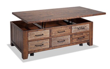Relic Distressed Brown Storage Solid Wood Coffee 2 End Table Set Bob s Discount Furniture Mattress Store