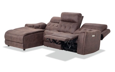 Canyon Walnut 3 Piece Left Arm Facing Chaise Power Sectional with ...