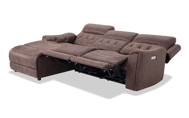 Canyon Walnut 3 Piece Left Arm Facing Chaise Power Sectional with ...