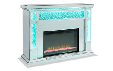 Glamour 47.5 Mirrored Fully Assembled Electric Fireplace and TV Stand Bob s Discount Furniture Mattress Store