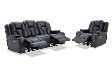 Panther Black Leather Power Reclining Sofa & Power Recliner | Bob's ...
