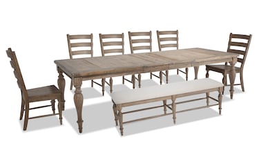 Cottage Chic 8 Piece Dining Set with Bench & Ladder Back Chairs | Bob's ...