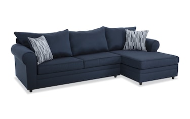 Nova Navy 114'' 2 Piece Right Arm Facing Full Gel Sleeper Chaise ...