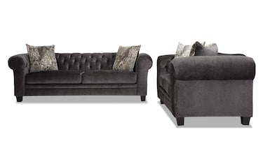 Hollywood Charcoal Sofa And Loveseat