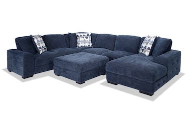 Playground Navy 5 Piece Right Arm Facing Sectional with Pop Up