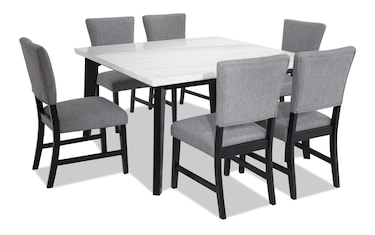 Elm 7 Piece White Marble & Upholstered Dining Set | Bob's Discount ...