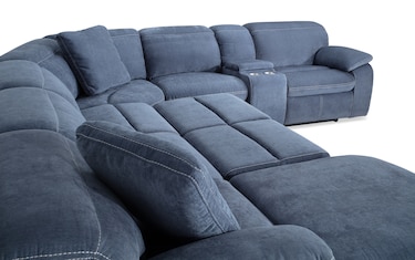 Playhouse Blue 6 Piece Left Arm Facing Chaise Power Sectional With ...