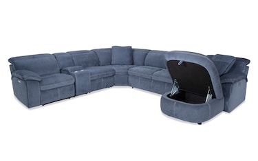 Playhouse Blue 142'' Power Reclining 6 Piece Right Arm Facing Chaise ...