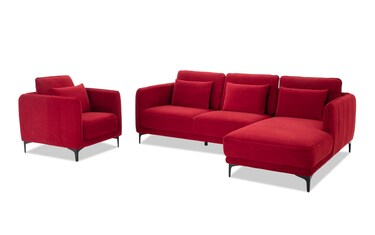 Soho Burgundy 3 Piece Right Arm Facing Sectional with Chair | Bob's ...