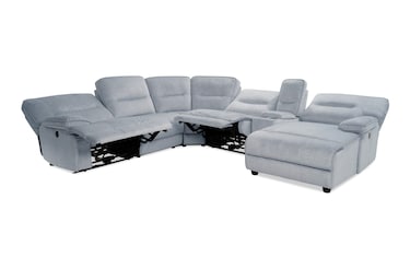 Pacifica Silver 130'' Power Reclining 6 Piece Right Arm Facing Chaise ...