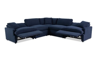 Dream Navy 120 Dual Power Reclining 5 Piece Sectional with USB Port Bob s Discount Furniture Mattress Store