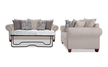 Kara Beige 88'' Full Cooling Sleeper Sofa & 67'' Loveseat | Bob's ...