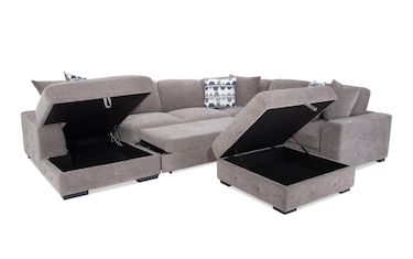 Playground 5 Piece Left Arm Facing Gray Sectional with Armless Pop Up ...