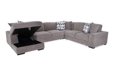 Playground Gray 145'' 4 Piece Left Arm Facing Chaise Sectional | Bob's ...