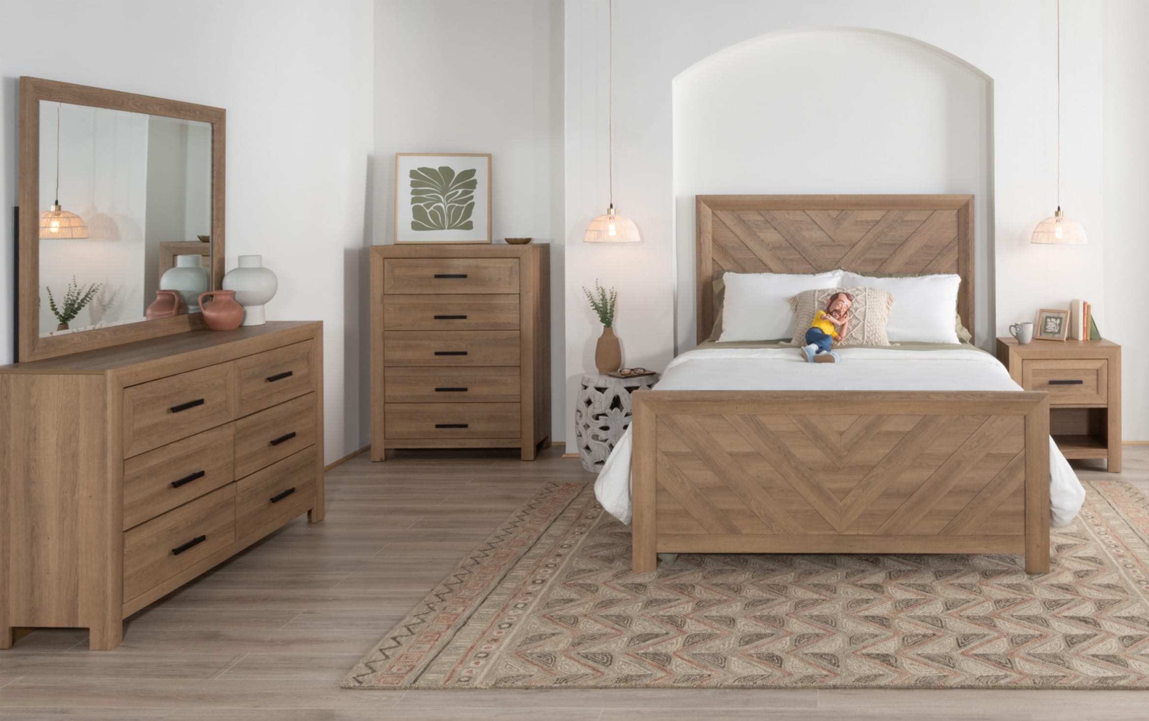 Calvin 5 Piece Queen Brown Bedroom Set | Bob's Discount Furniture ...