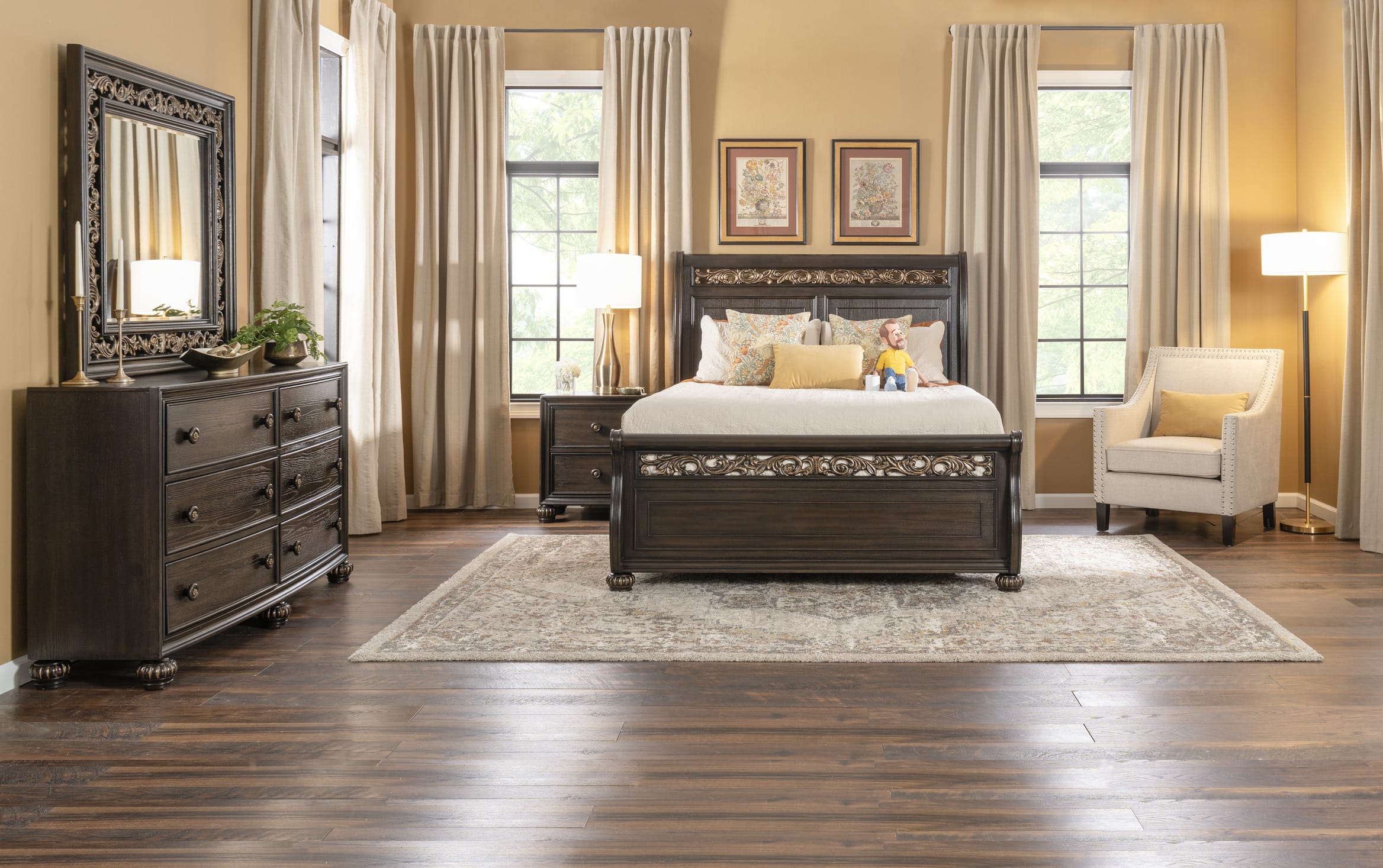 Regency 4 Piece Queen Cherry Storage Platform Bedroom Set | Bob's Discount Furniture & Mattress ...