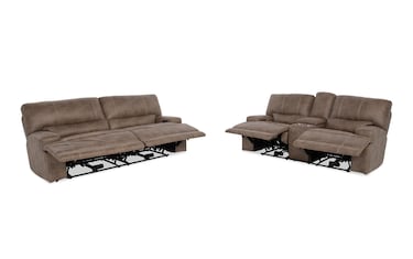 Journey Brown Power Sofa and Power Console Loveseat | Bob's Discount ...