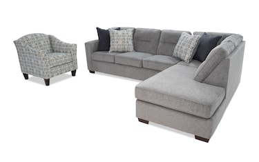 Dylan Slate 112'' 3 Piece Right Arm Facing Chaise Sectional With Accent ...