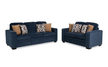 Homeworks Navy 83'' Sofa & 60'' Loveseat with USB Port | Bob's Discount ...