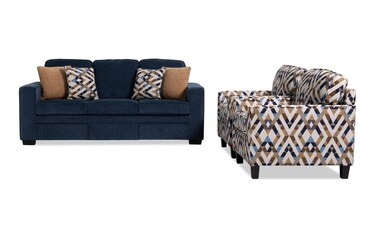 Homeworks Navy 83'' Sofa & 2 Accent Chairs | Bob's Discount Furniture ...