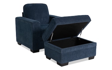 Homeworks Navy Chair & Storage Ottoman | Bob's Discount Furniture ...