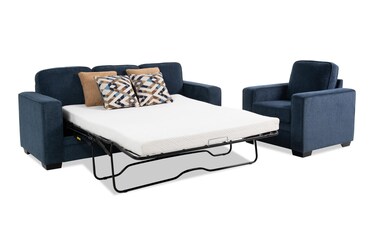 Homeworks Navy 83'' Queen Gel Sleeper Sofa & Chair | Bob's Discount ...