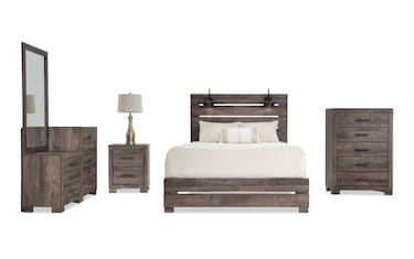 Foundry 5 Piece Queen Brown Bedroom Set with Chesser | Bob's Discount ...