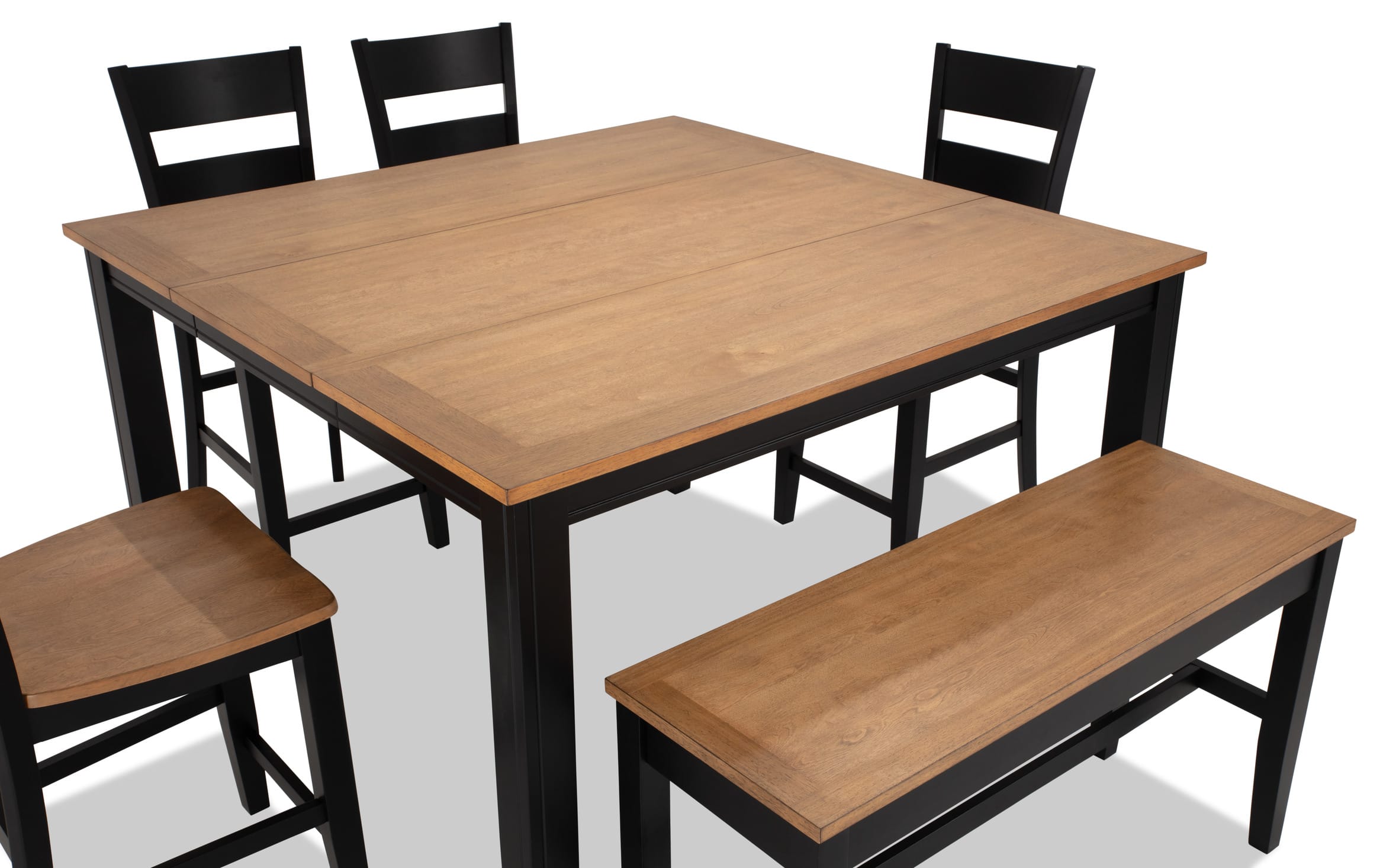 Blake Extendable Table Blake 6 Piece Black & Natural Extendable Counter Height Dining Set with ...
