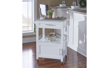 Brantley Granite Top Rolling Kitchen Cart with Towel Rack, Color: White -  JCPenney