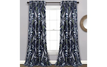 Set of 2 Leaves 52'' x 95'' Navy Curtain Panels | Bob's Discount ...