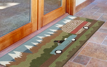 Camping Dog 2' x 4' Green Indoor/Outdoor Rug