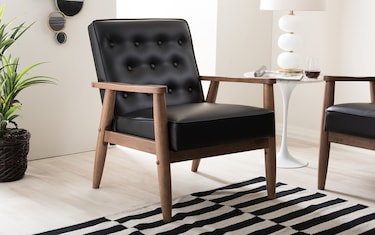 Benoni Black Faux Leather Accent Chair | Bob's Discount Furniture ...