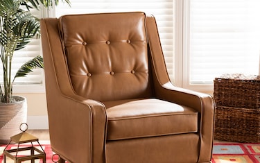 Kozy Brown Faux Leather Accent Chair