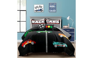 Vroom 5 Piece Black Full/Queen Comforter Set