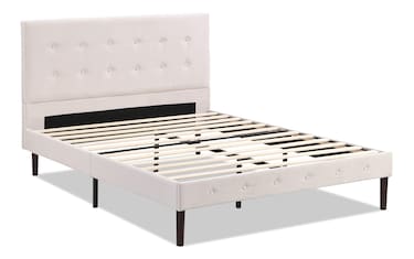 Foster II Queen Beige Upholstered Platform Bed | Bob's Discount ...