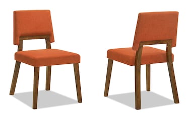 Photo 1 of Barbara Orange & Walnut Upholstered Dining Chair (Set of 2)
Dimensions: 18"W x 22.5"D x 33"H