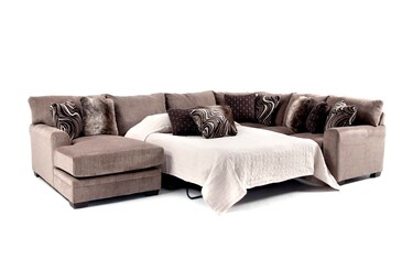Luxe Gray 150 4 Piece Left Arm Facing Queen Gel Sleeper Chaise Sectional