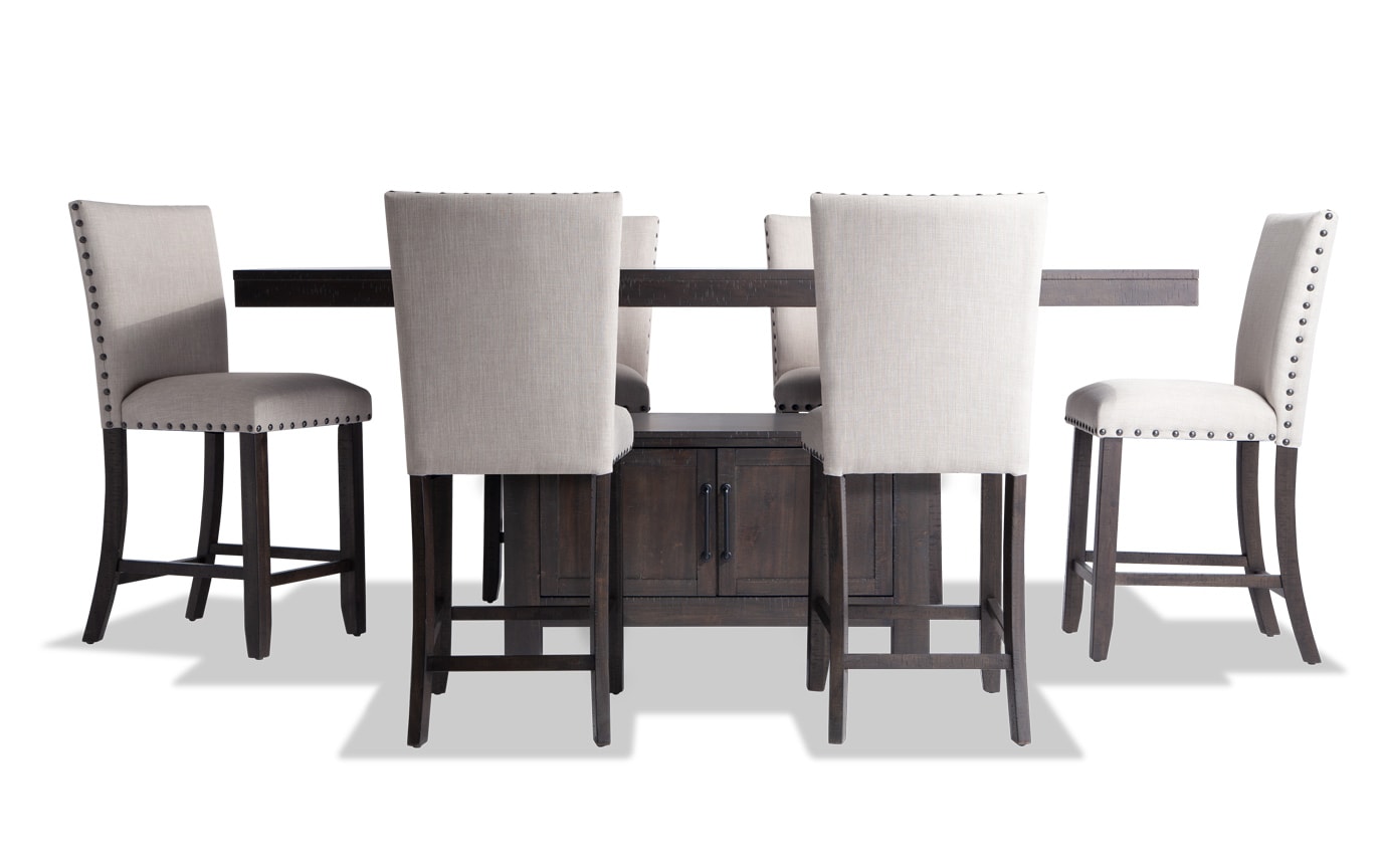 Sonoma 7 Piece Espresso Counter Set with Upholstered Stools | Bob's ...